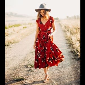 NWOT Free People All I Got Printed Maxi Dress Red